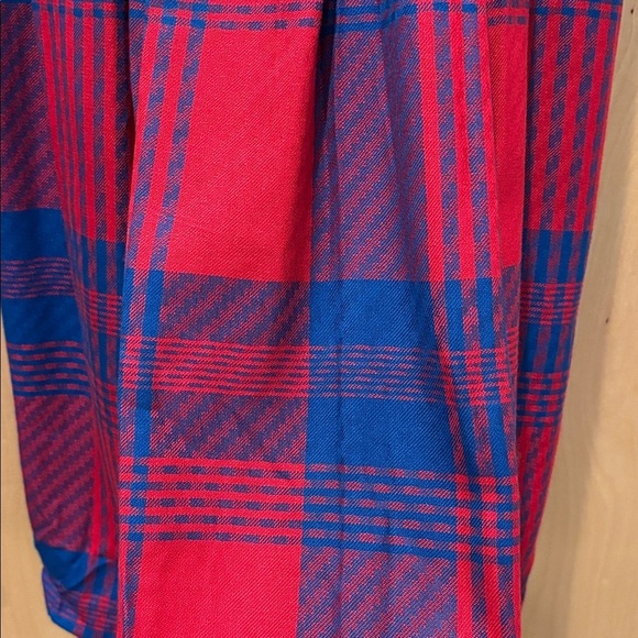Vtg Koret Plaid Midi Skirt Blue Red Made in USA Size 6 Petite - Picture 2 of 5